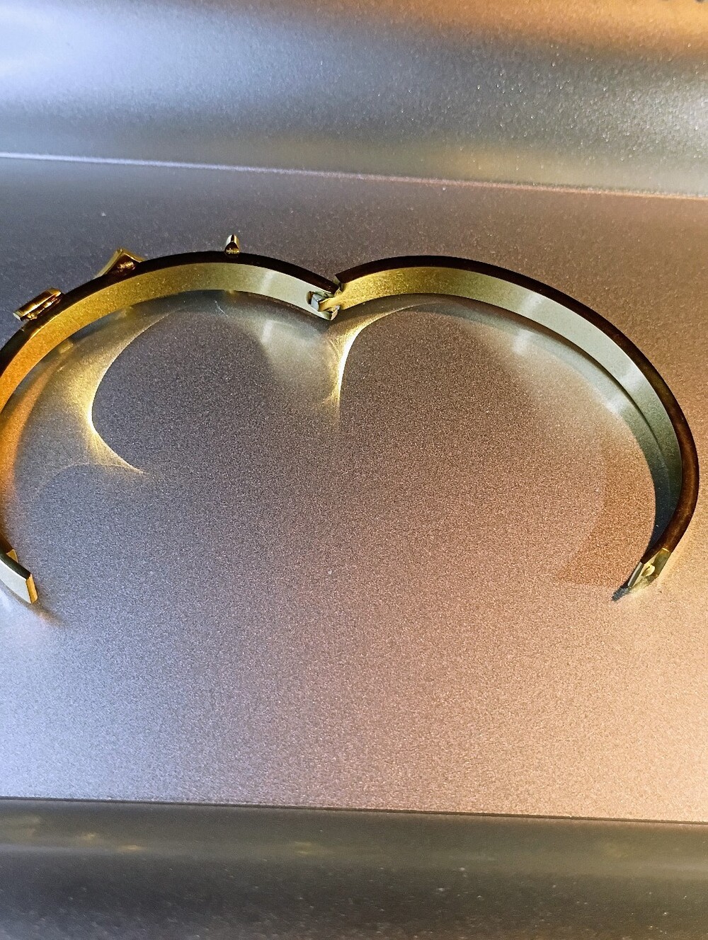 New Gold Tone & Black Monogram Bangle Bracelet - Picture 3 of 6